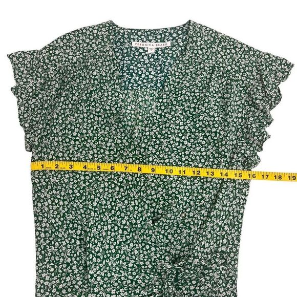 Veronica Beard Womens Marla Silk Floral Ruched Ruffled Mini Dress Green Size 8 - Picture 8 of 14